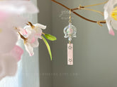Cherry Blossom Wind Chime Earrings Dangle - Japanese Wind Chime - Wind Bell Earrings - Japanese PinkSakura Earrings - unique dangle